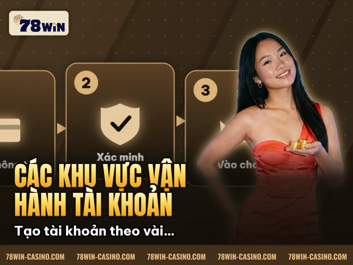 Các khu vực vận hành tài khoản bảo mật hỗ trợ và điều hướng trên 78Win